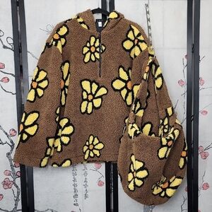 Lazy Oaf Flower Fleece Hoodie And Bag Set